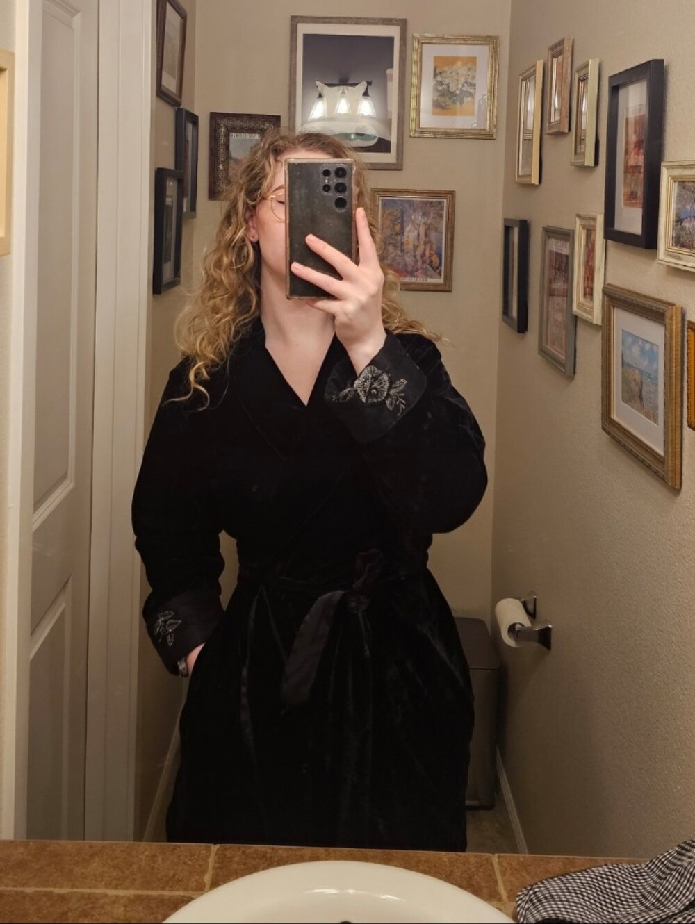 Jillian Jones Vintage Velevet Dressing Gown- Velure Short Robe Women's Small - Picture 2 of 12